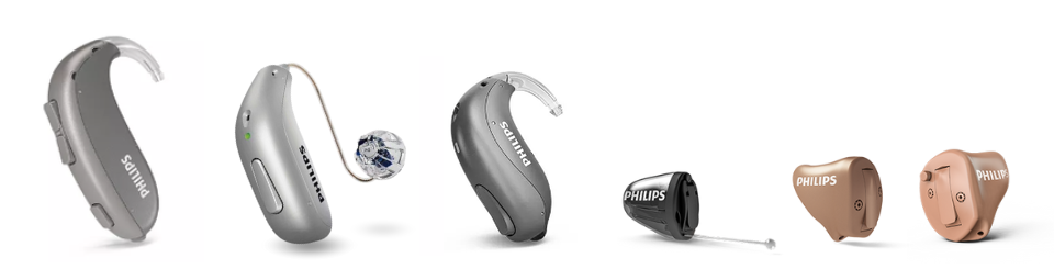 Range of Philips hearing aid styles